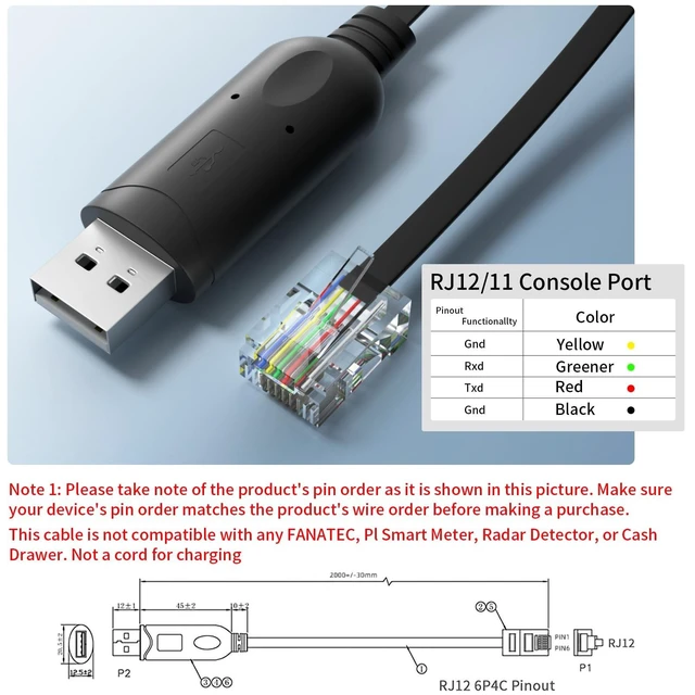 Alt view image 5 of 5 - 6.5ft USB to RJ12 Cable 6P4C RS232 Serial Cable with FTDI-FT232 Chip Adapter Cord for APC PDU UPS 940-0144 940-0144A (2)
