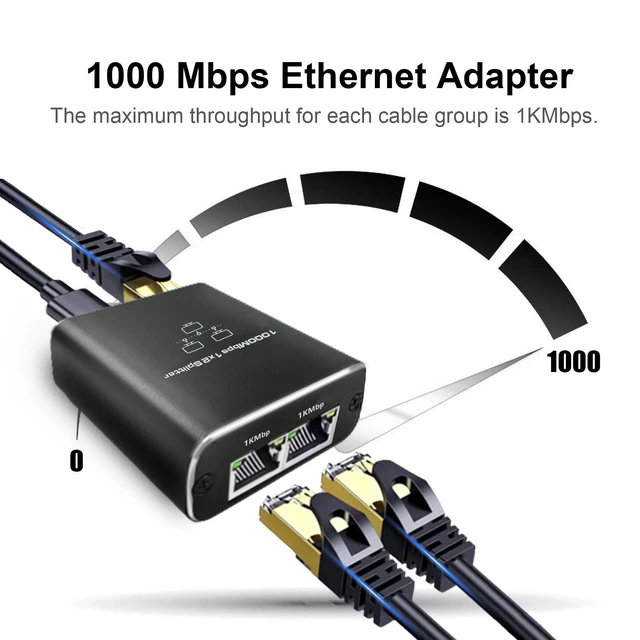 Alt view image 10 of 14 - Gigabit Ethernet Splitter 1 to 2, 1000Mbps Ethernet Splitter High Speed -2 Devices Simultaneously Networking,Either Internet Splitter with USB Power Cable, RJ45 LAN Splitter for Cat 5e/5/6/7/8 Cable