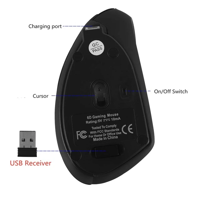 Alt view image 7 of 7 - Wireless Vertical Mouse, Wireless Ergonomic Vertical Mouse, 2.4G High Precision Optical Mice 800/1200/1600DPI for PC Laptop Desktop Mac (Ergonomic Mouse-Rechargeable)