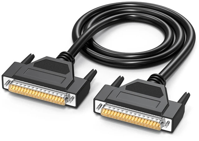 Main image of JUXINICE DB37 Cable Copper D-Sub 37 Pin Cord Shielded, D-Sub 37Pin Male to Male Cord 5FT, DB37 Extension Cable- Black 5'