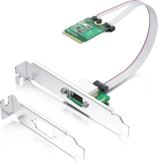 Alt view image 2 of 5 - H!Fiber M.2 A+E Key 2.5G Ethernet Network Card Realtek RTL8125 Controller 10/100/1000/2500 Mbps Single RJ45 Port PCIe X1 with 0.18m(0.59ft) Cable 2.5 Gigabit NIC for Windows/Windows Server/Linux