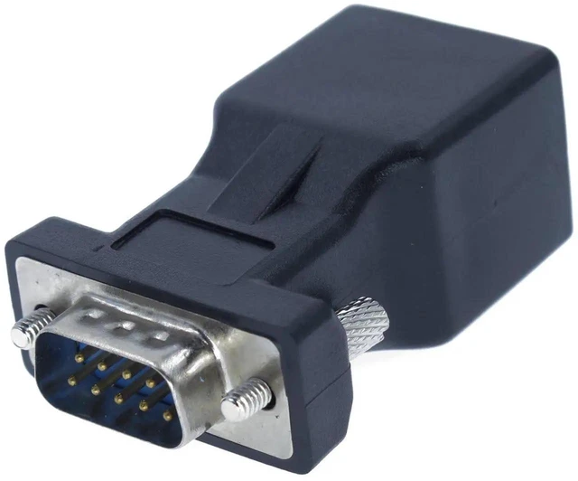 Main image of DB9 to RJ45 Adapter RJ45 to RS232 Converter RJ45 Female to 9 Pin Adapter DB9 Male Serial COM Port to Network Port Adapter