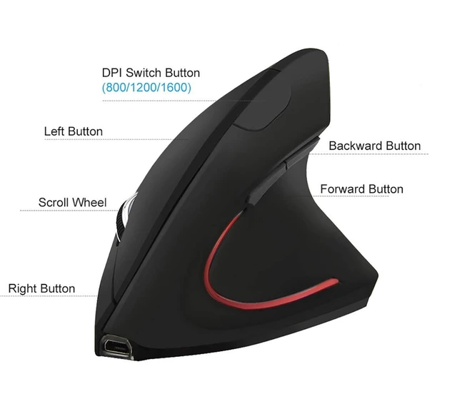 Alt view image 2 of 7 - Wireless Vertical Mouse, Wireless Ergonomic Vertical Mouse, 2.4G High Precision Optical Mice 800/1200/1600DPI for PC Laptop Desktop Mac (Ergonomic Mouse-Rechargeable)