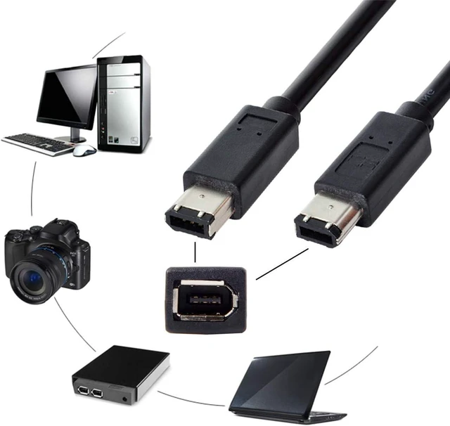 Alt view image 2 of 7 - FireWire IEEE 1394 6 Pin to 6Pin FireWire 400 to 400 6-6 ilink Cable 1.8m Black
