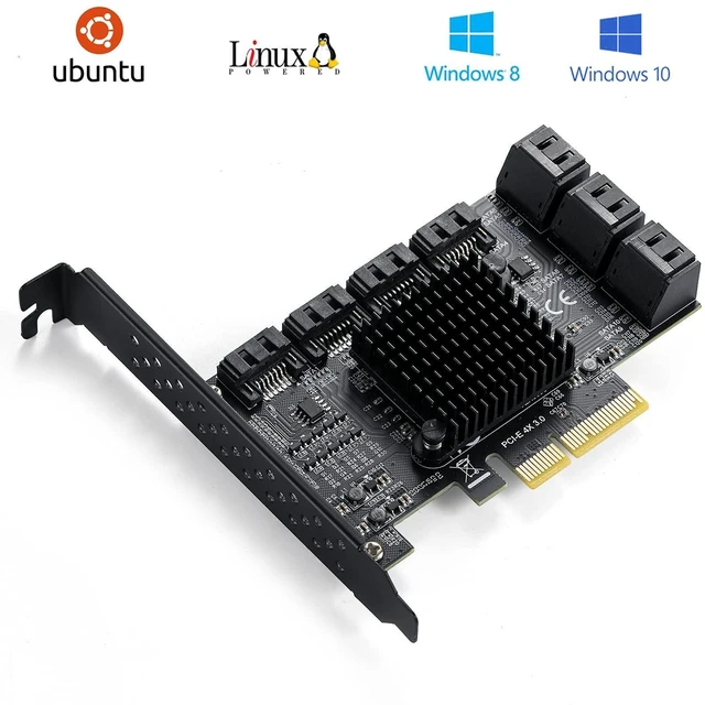 Alt view image 2 of 5 - MZHOU PCIe SATA Controller Card 10 Port with 10 SATA Cables and Low Profile Bracket - 6Gbps SATA 3.0 PCIe Card,Support 10 Port SATA 3.0 Devices.