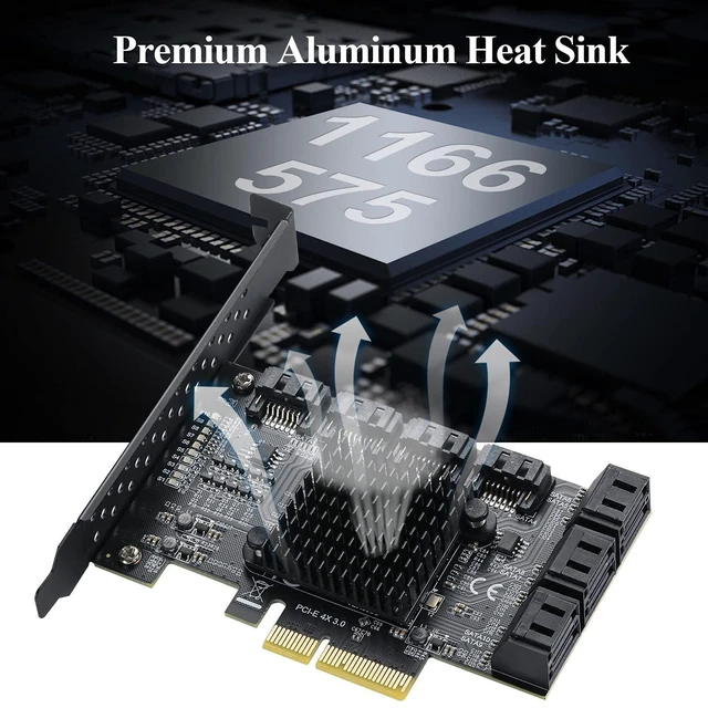 Alt view image 3 of 5 - MZHOU PCIe SATA Controller Card 10 Port with 10 SATA Cables and Low Profile Bracket - 6Gbps SATA 3.0 PCIe Card,Support 10 Port SATA 3.0 Devices.