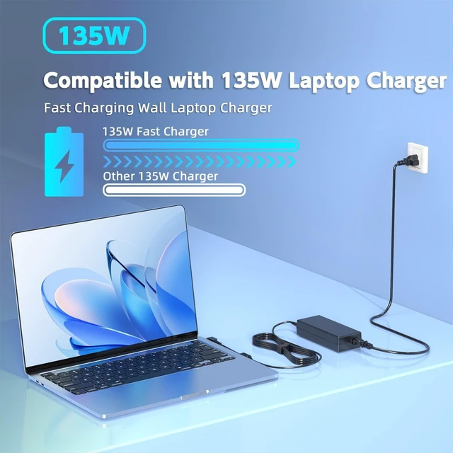 Alt view image 5 of 5 - HFLRZZ 135W Laptop Charger Compatible with Acer Nitro 5 Gaming Laptop AN515 AN515-51 AN515-41 AN515-53 AN515-52 AN515-43 AN515-54 AN517-51 N18C4 N18C3 AN515-55 AN715-51 AN715-52 Power Supply Cord