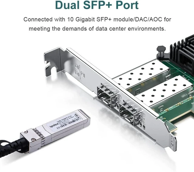 Alt view image 4 of 5 - ipolex 10Gb Network Card X520-DA2-Intel PCI-E Ethernet Card NIC Dual SFP+ Port E10G42BTDA, Intel 82599EN Controller, 10G PCI Express LAN Adapter Support Windows Server/Windows, Linux, Vmware