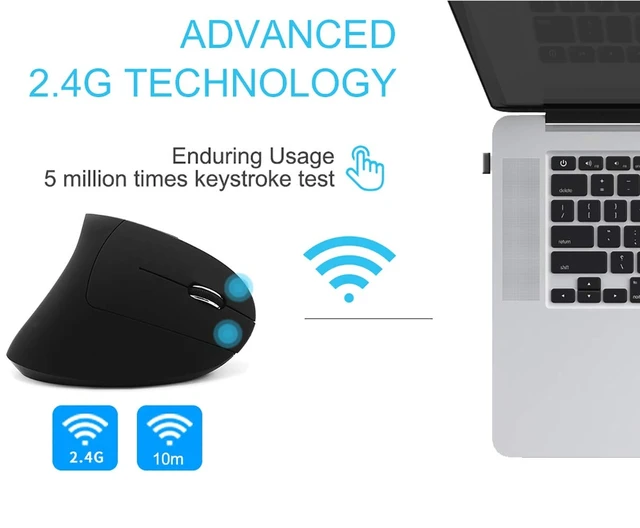 Alt view image 5 of 7 - Wireless Vertical Mouse, Wireless Ergonomic Vertical Mouse, 2.4G High Precision Optical Mice 800/1200/1600DPI for PC Laptop Desktop Mac (Ergonomic Mouse-Rechargeable)