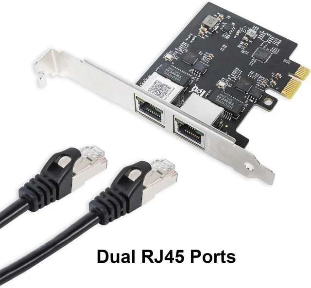 Alt view image 3 of 7 - 2.5Gbase-T PCIE NIC with Realtek RTL8125 Chip Dual RJ45 Port 2500/1000/100 Mbps Network Adapter PCIe X1 Ethernet Card for Windows/Windows Server/Linux