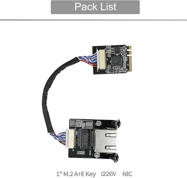 Alt view image 2 of 7 - M.2 A E Key to 2.5 Gigabit Ethernet Module i225v i226v 2.5G Ethernet Server NIC 10/100/1000/25000 Mbps RJ45 LAN Multi-Gigabit M.2 Network Card Support 2230 (15CM i226 M.2 A+E Key)