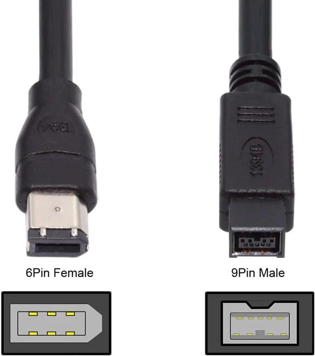 Alt view image 6 of 6 - 9 PIN / 6 PIN BETA FireWire 800 - FireWire 400 9-6 Cable IEEE 1394B 1.8m Black