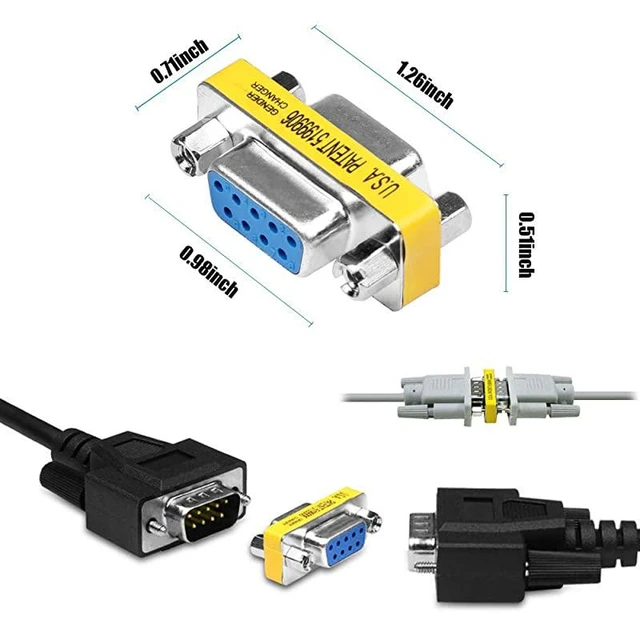 Alt view image 6 of 7 - 6-Pack 9Pin RS232 Serial Cable DB9 Male to Male/Female to Female/Male to Female Mini Gender Changer Adapter Coupler Connector
