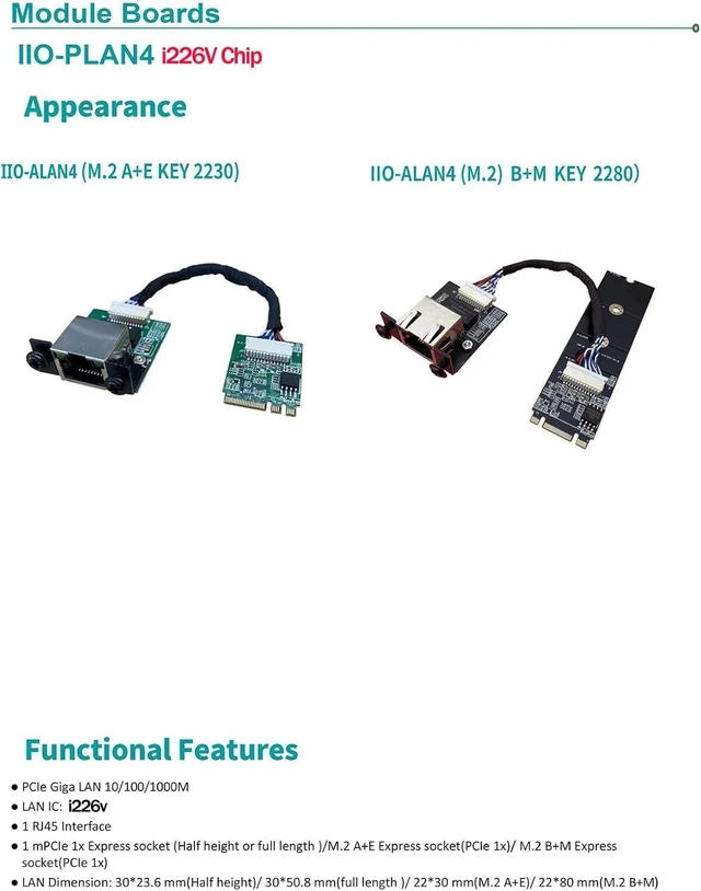Alt view image 5 of 7 - M.2 A E Key to 2.5 Gigabit Ethernet Module i225v i226v 2.5G Ethernet Server NIC 10/100/1000/25000 Mbps RJ45 LAN Multi-Gigabit M.2 Network Card Support 2230 (15CM i226 M.2 A+E Key)