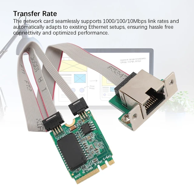 Alt view image 2 of 5 - Gigabit Ethernet Network Card - Built in I210AT Chipset,M.2 A E Network Card Bent Pin, Gigabit Ethernet Single Port, RJ45 Server Network Card with I210AT Chip