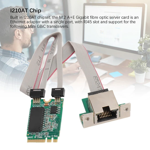 Alt view image 3 of 5 - Gigabit Ethernet Network Card - Built in I210AT Chipset,M.2 A E Network Card Bent Pin, Gigabit Ethernet Single Port, RJ45 Server Network Card with I210AT Chip