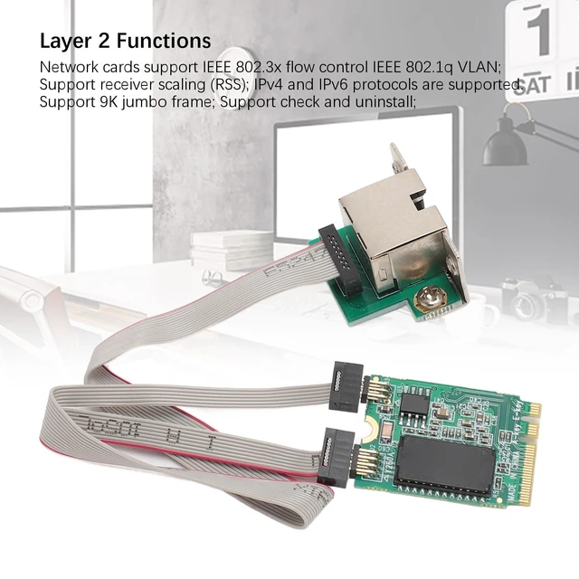 Alt view image 4 of 5 - Gigabit Ethernet Network Card - Built in I210AT Chipset,M.2 A E Network Card Bent Pin, Gigabit Ethernet Single Port, RJ45 Server Network Card with I210AT Chip
