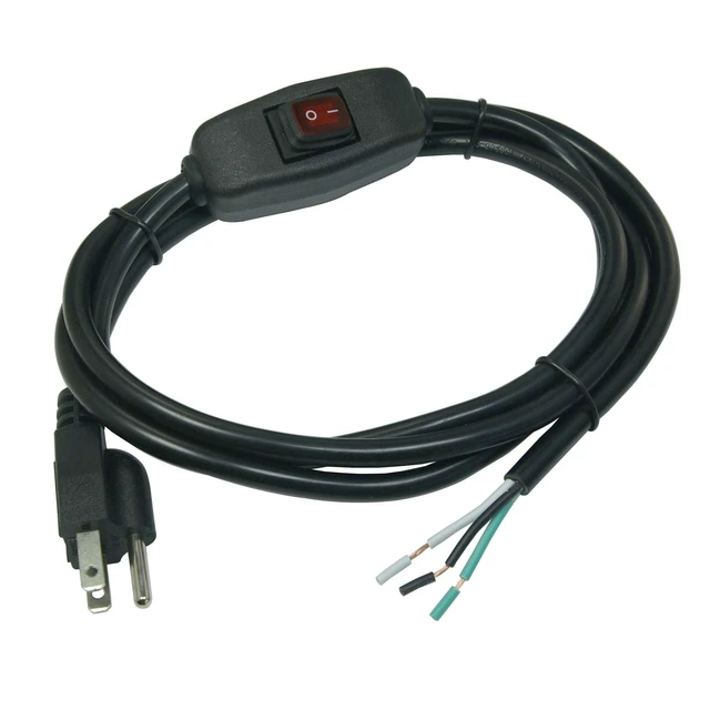 Alt view image 7 of 12 - 6ft 18 Gauge 3 Prong Heavy Duty Replacement Power Supply Cord Cable with Red Indicator LightInline Switch, NEMA 5-15 Plug US SJT 18AWG (10A)