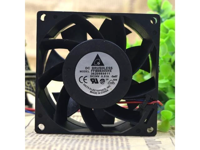 Alt view image 2 of 3 - Delta FFB0824EHE-F00 supports speed measurement 8CM 8038 24V 0.75A super large air volume fan 3-wire