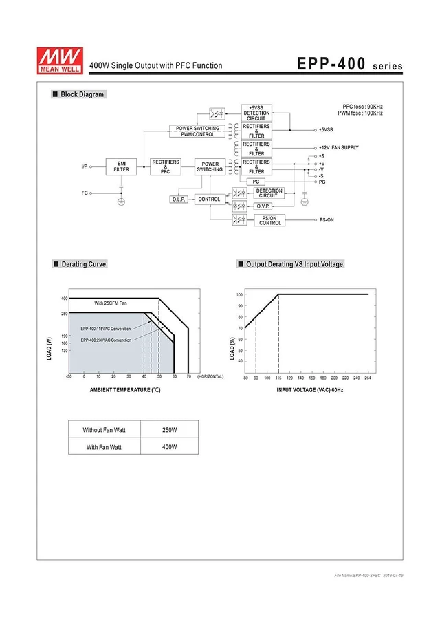Alt view image 6 of 7 - Original Mean Well EPP Series 400W 12V Industrial Open Frame Power Supply 110V/220VAC to 12V DC 33.3 A Green PCB Power Unit PSU Transformer with PFC