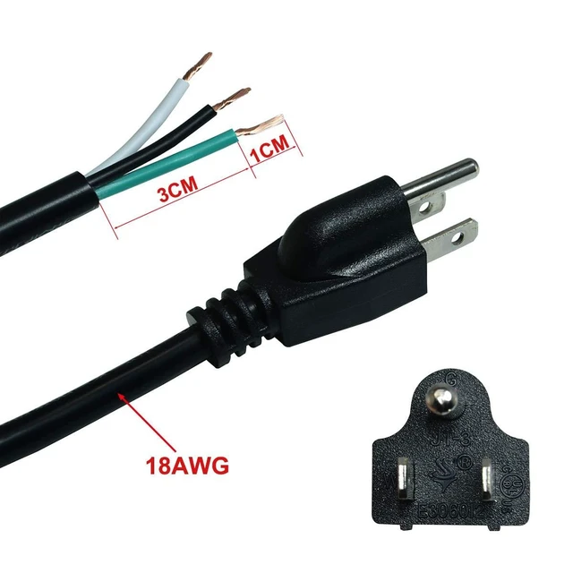 Alt view image 10 of 12 - 6ft 18 Gauge 3 Prong Heavy Duty Replacement Power Supply Cord Cable with Red Indicator LightInline Switch, NEMA 5-15 Plug US SJT 18AWG (10A)