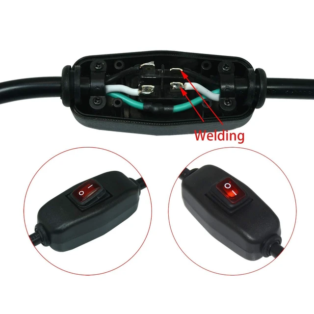 Alt view image 11 of 12 - 6ft 18 Gauge 3 Prong Heavy Duty Replacement Power Supply Cord Cable with Red Indicator LightInline Switch, NEMA 5-15 Plug US SJT 18AWG (10A)