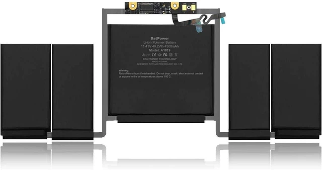 Alt view image 2 of 6 - BatPower A1819 Replacement Laptop Battery for Apple Late 2016 Mid 2017 MacBook Pro 13 A1706 EMC 3071 EMC 3163 Battery MacBook Pro 13" Four Thunderbolt 3 Ports A1706 Apple A1819 Battery 49.2Wh