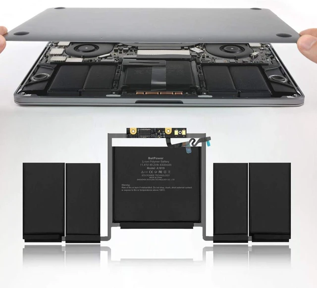 Alt view image 5 of 6 - BatPower A1819 Replacement Laptop Battery for Apple Late 2016 Mid 2017 MacBook Pro 13 A1706 EMC 3071 EMC 3163 Battery MacBook Pro 13" Four Thunderbolt 3 Ports A1706 Apple A1819 Battery 49.2Wh