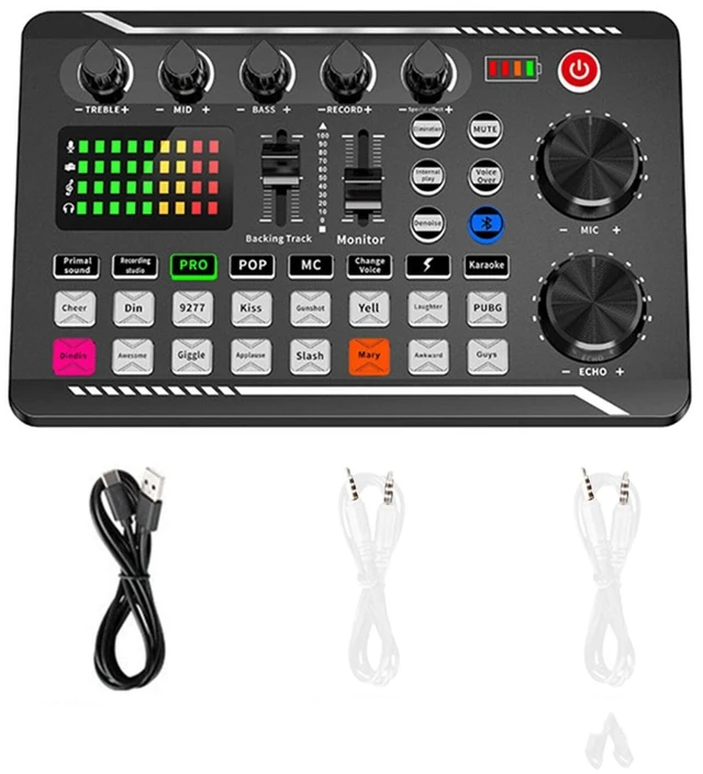 Main image of Soundboard,Sound Effects Board,Sound Board,Sound Mixer Board,Bluetooth-Compatible Sound Card with Multiple Sound Effects & LED Light,Sound Board for Phone,Computer,Live Streaming Equipment