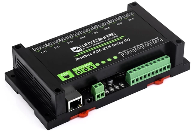 Main image of 8-CH Relay Module via Ethernet with Digital Input, Adopt Modbus RTU/Modbus TCP Protocol, Supports PoE Power Supply/DC Power Port/Screw Terminal/DC 7~36V Wide Range Power Input