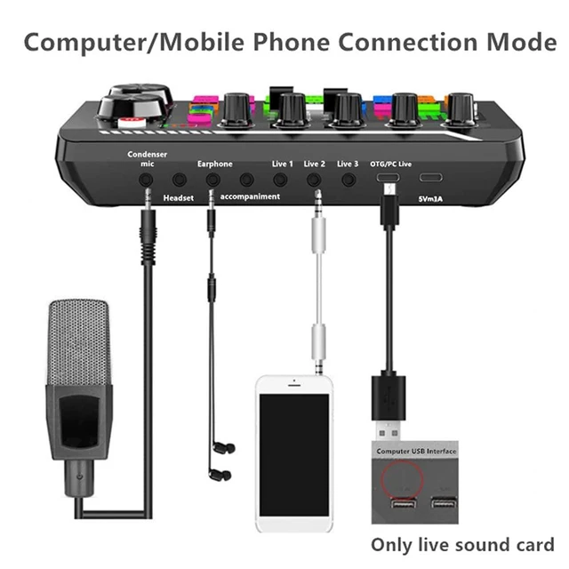 Alt view image 5 of 5 - Soundboard,Sound Effects Board,Sound Board,Sound Mixer Board,Bluetooth-Compatible Sound Card with Multiple Sound Effects & LED Light,Sound Board for Phone,Computer,Live Streaming Equipment