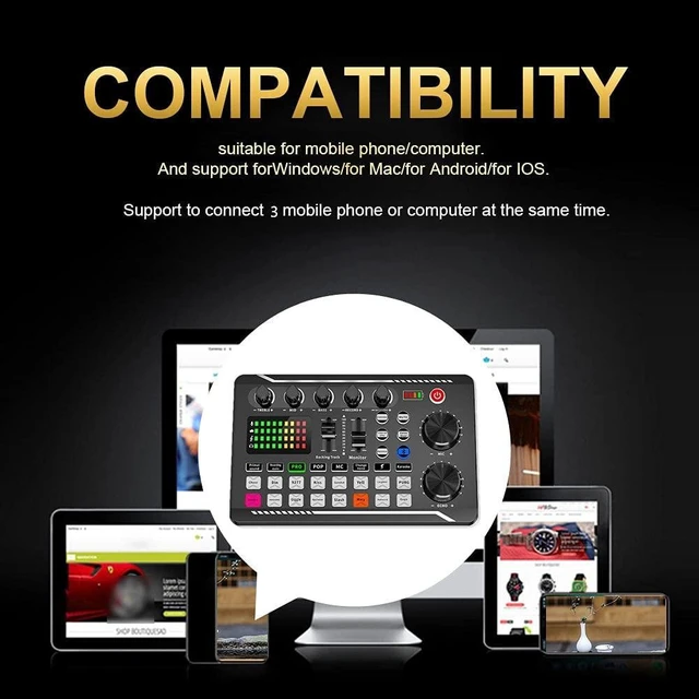 Alt view image 4 of 5 - Soundboard,Sound Effects Board,Sound Board,Sound Mixer Board,Bluetooth-Compatible Sound Card with Multiple Sound Effects & LED Light,Sound Board for Phone,Computer,Live Streaming Equipment