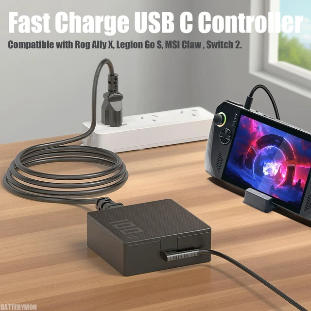 Alt view image 8 of 12 - 100W USB C AC Adapter Compatible with Asus Rog Ally X Charger Legion Go S MSI Claw Handheld Gaming Console, Dock ROG Flow X13 GV301 GV302 Z13 GZ301 ZenBook 14 14X Zephyrus M16 GU604 GU604VI Laptop