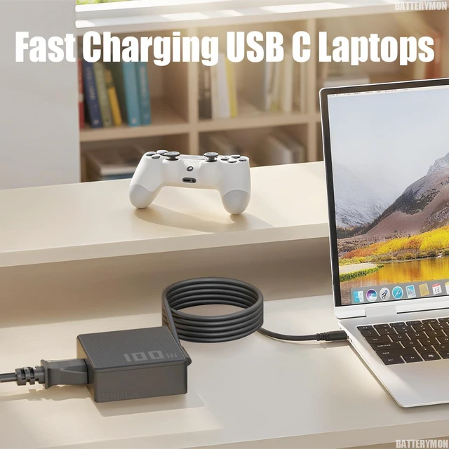 Alt view image 9 of 12 - 100W USB C AC Adapter Compatible with Asus Rog Ally X Charger Legion Go S MSI Claw Handheld Gaming Console, Dock ROG Flow X13 GV301 GV302 Z13 GZ301 ZenBook 14 14X Zephyrus M16 GU604 GU604VI Laptop