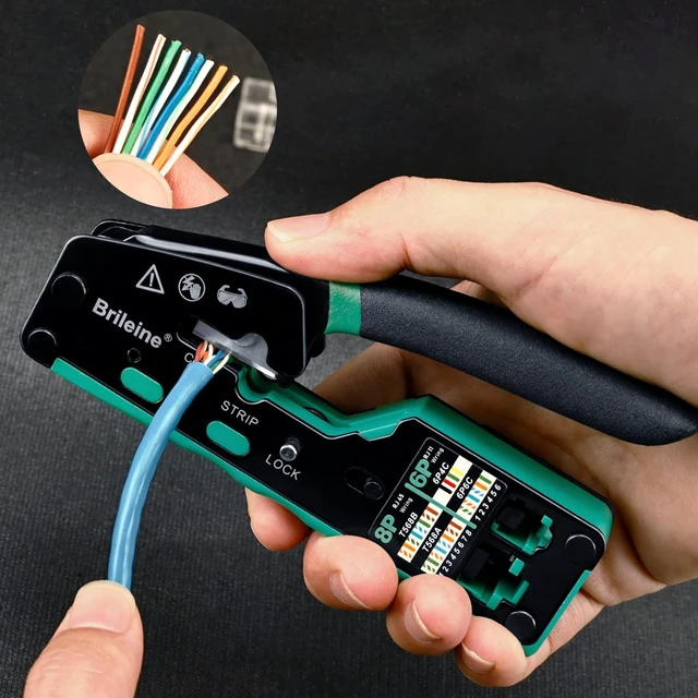 Alt view image 11 of 12 - RJ45 Crimp Tool Pass Through Kit Ethernet Crimper Cat5 Cat5e Cat6 Crimping Tool for RJ11/12 6P/8P with Network Lan Cable Tester, 50PCS CAT6 Connectors, 50PCS Boots, Mini Cable Stripper
