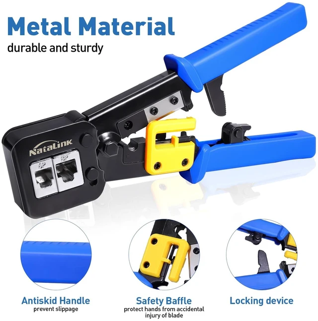 Alt view image 9 of 14 - Pass Through RJ45 Crimp Tool Cat 6 Cat 5E Cat 5 Ethernet Crimper All-in-One RJ45 Crimping Tool with 30 Pcs Cat6 RJ45 Pass Thru Connector and Replacement Blade