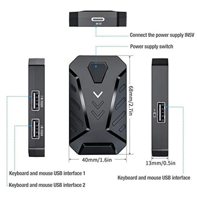 Alt view image 5 of 5 - Mobile Gaming Keyboard Mouse Adapter Converter for PUBG, for Android and for iOS Mobile Phones, Support Bluetooth, with Adjustable Stand(Black)