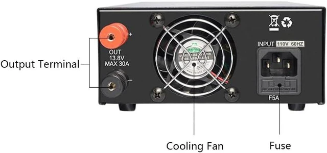 Alt view image 3 of 7 - Switching Power Supply DWC30WIN, Universal Compact 13.8 Volt DC 110V AC Home Lab AC-DC Converter Power Supply for CB/HAM Radio Mobile, Output Current 30A(Max), Liquid-Crystal Display