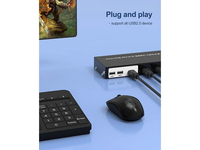 Alt view image 7 of 7 - MT-VIKI 8 Ports KVM Switch HDMI, 4K @30Hz Rack Mount HDMI KVM Switch 8 in 1 Out w/KVM Cables & IR & Desktop Control & 4 USB 2.0 Hub eokCXOY