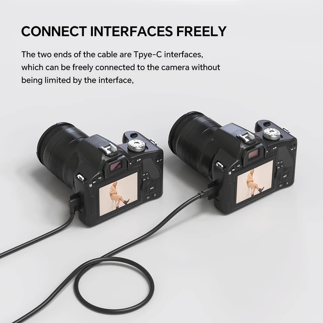 Alt view image 6 of 7 - USB-C to USB-C Camera Tethering Cable for Fast Data Transfer and Live Preview for Canon R5/R8/R6 Sony A9 III/A1 II/A1/A9 II Nikon ZF/Z8/Z9 etc (32ft)