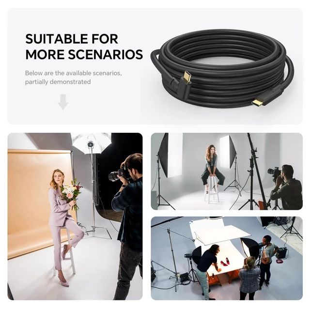 Alt view image 7 of 7 - USB-C to USB-C Camera Tethering Cable for Fast Data Transfer and Live Preview for Canon R5/R8/R6 Sony A9 III/A1 II/A1/A9 II Nikon ZF/Z8/Z9 etc (32ft)