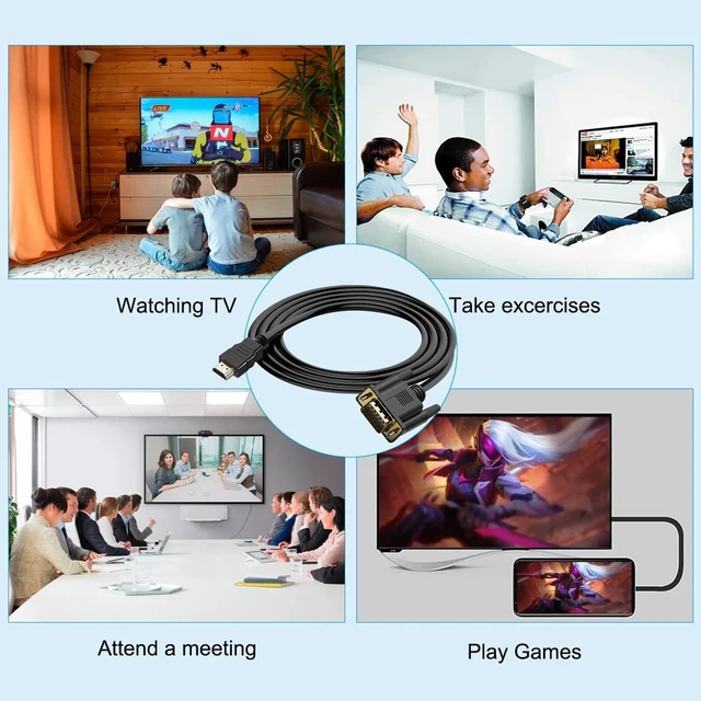 Alt view image 5 of 6 - HDMI to VGA (Male to Male) Video Adapter Converter Cord Cable (4.9 Feet/1.5 Meters) for Computer Desktop Laptop PC Monitor Projector HDTV and More (NOT Bidirectional)