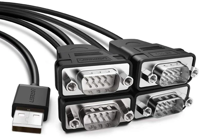Main image of UGREEN USB to Serial RS232 Cable Adapter 4 Ports DB9 Converter 9-Pin Male to Male with Hexnuts for Windows 10/8.1/8/7/XP/Vista/Linux/MAC OS 8/9/OS X