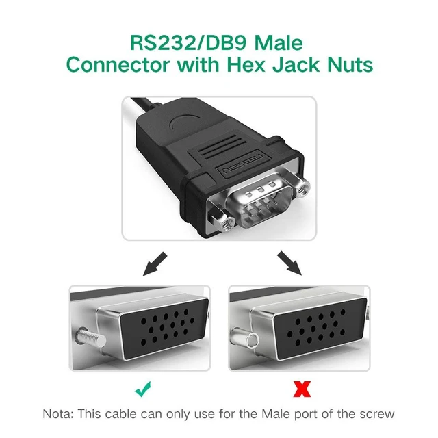 Alt view image 4 of 7 - UGREEN USB to Serial RS232 Cable Adapter 4 Ports DB9 Converter 9-Pin Male to Male with Hexnuts for Windows 10/8.1/8/7/XP/Vista/Linux/MAC OS 8/9/OS X