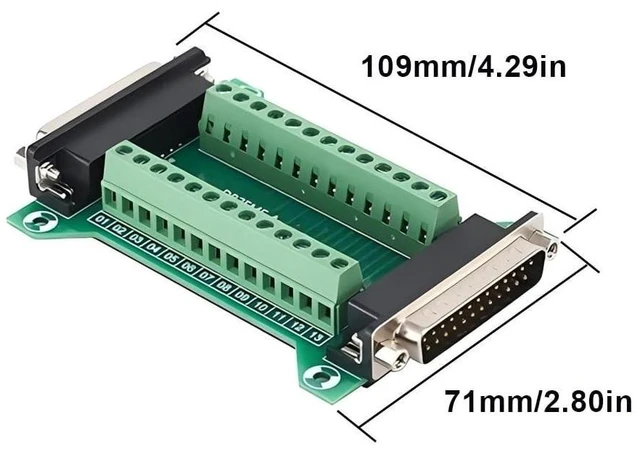 Alt view image 2 of 5 - Willwewon 2PCS DB25 Male Female Connector in One Breakout Board, RS232 D-SUB Serial to 25-pin Port Adapter Module
