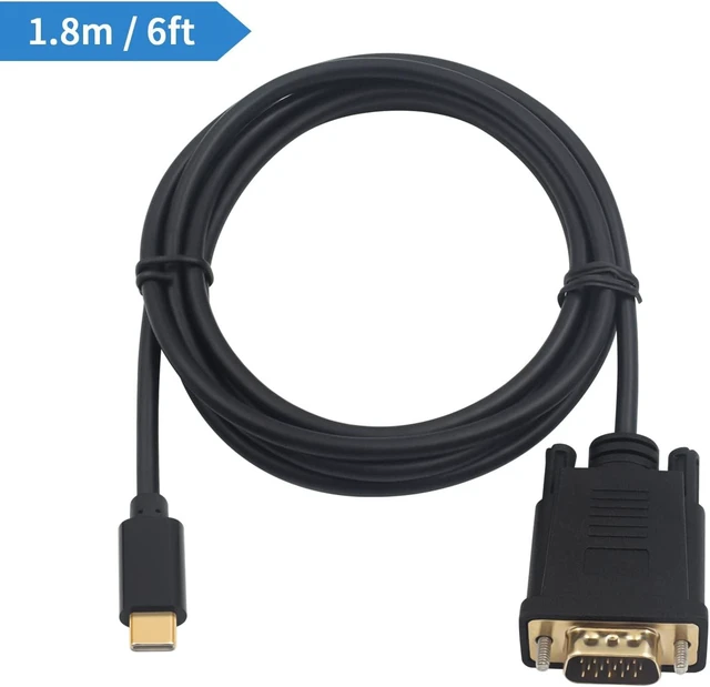 Alt view image 7 of 7 - USB C to VGA Adapter Cable 6FT/1.8M USB Type-C to VGA Male to Male Converter Cable with Gold-Plated Port for Monitor Phones Laptops and HDTV (Not Support Thunderbolt Port)