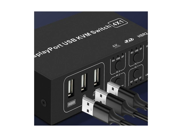 Alt view image 2 of 7 - 4 Ports Displayport KVM Switch 4K 60Hz 4 In 1 Out USB DP KVM Switch Box DP USB KVM Share Monitor Mouse Keyboard Printer Switcher eokCXOY
