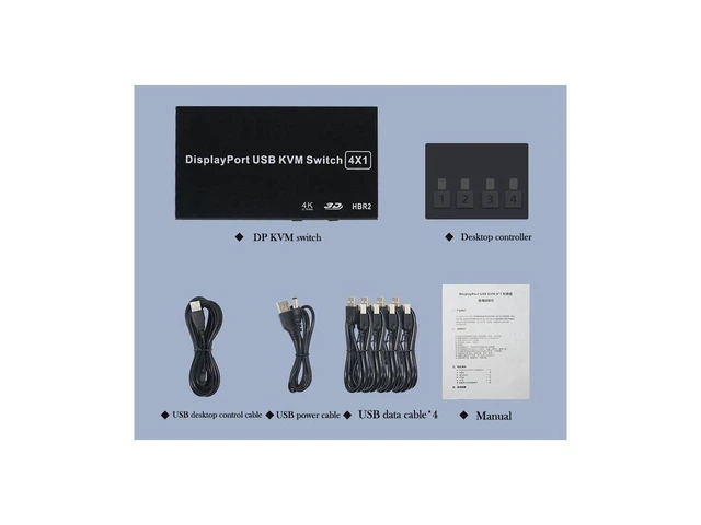 Alt view image 7 of 7 - 4 Ports Displayport KVM Switch 4K 60Hz 4 In 1 Out USB DP KVM Switch Box DP USB KVM Share Monitor Mouse Keyboard Printer Switcher eokCXOY