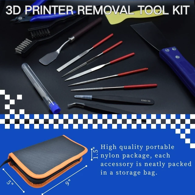 Alt view image 14 of 14 - 3D Printer Tool Kit, 24pcs 3D Printer Nozzle Cleaning Tool Removal Tool Kit, Wire Brush, Wire Flush Cutter, Scraper Knife, Diamond Files, Tweezer, Putty Knife for 3D Printer, Model Building