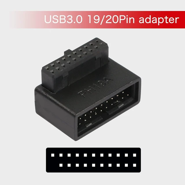 Alt view image 2 of 7 - USB 3.0 19/20 Pin 90 Degree Adapter Male to Female L Turn Right Angle Socket for Desktop Motherboard Internal Connector Up Angled(PH19A)